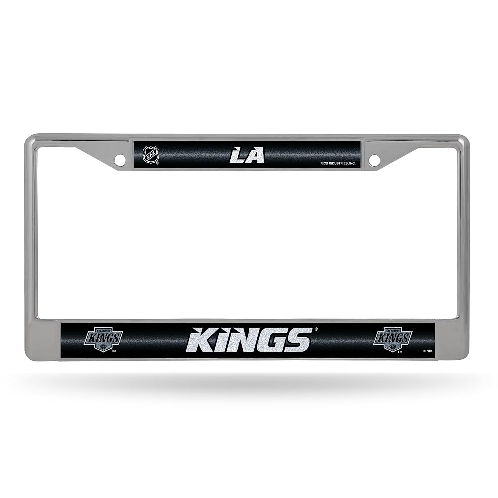 Rico Industries NHL Hockey Los Angeles Kings Classic Bling License Plate Chrome Frame 12 x 6