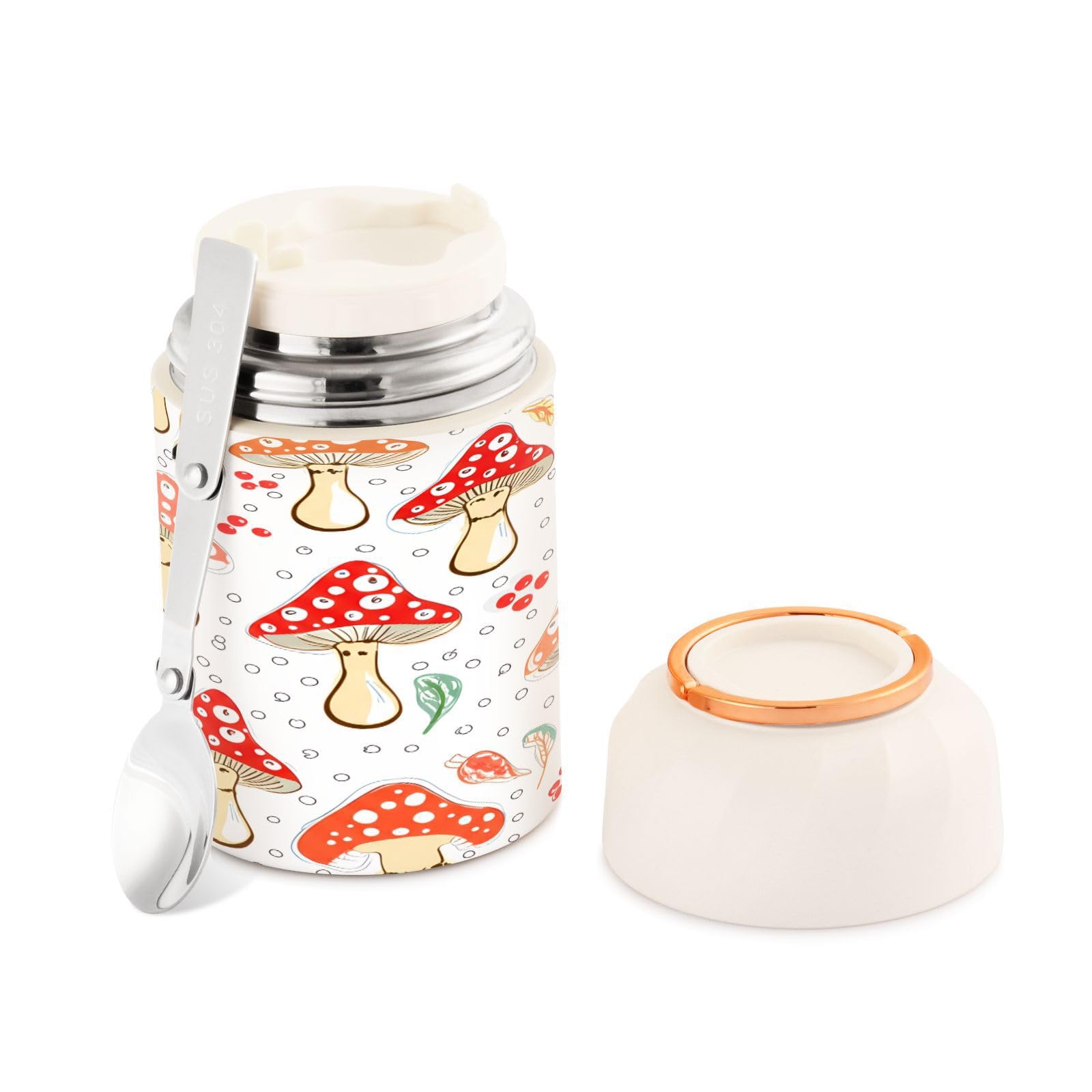 Termo de comida de 500 ml aislado al vacío de acero inoxidable con boca ancha y cuchara