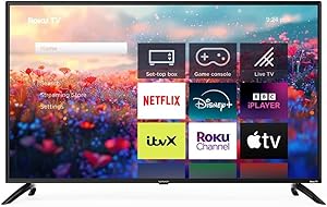 VELTECH 32 Inch Smart Roku TV -Bezel Light Design, LED HD, Freeview, Netflix, Apple TV+, BBC iPlayer, Dolby Audio, Triple HDMI, HDR 10 - Ideal Small TVs for Bedroom, Lounge, Kitchen or Studio