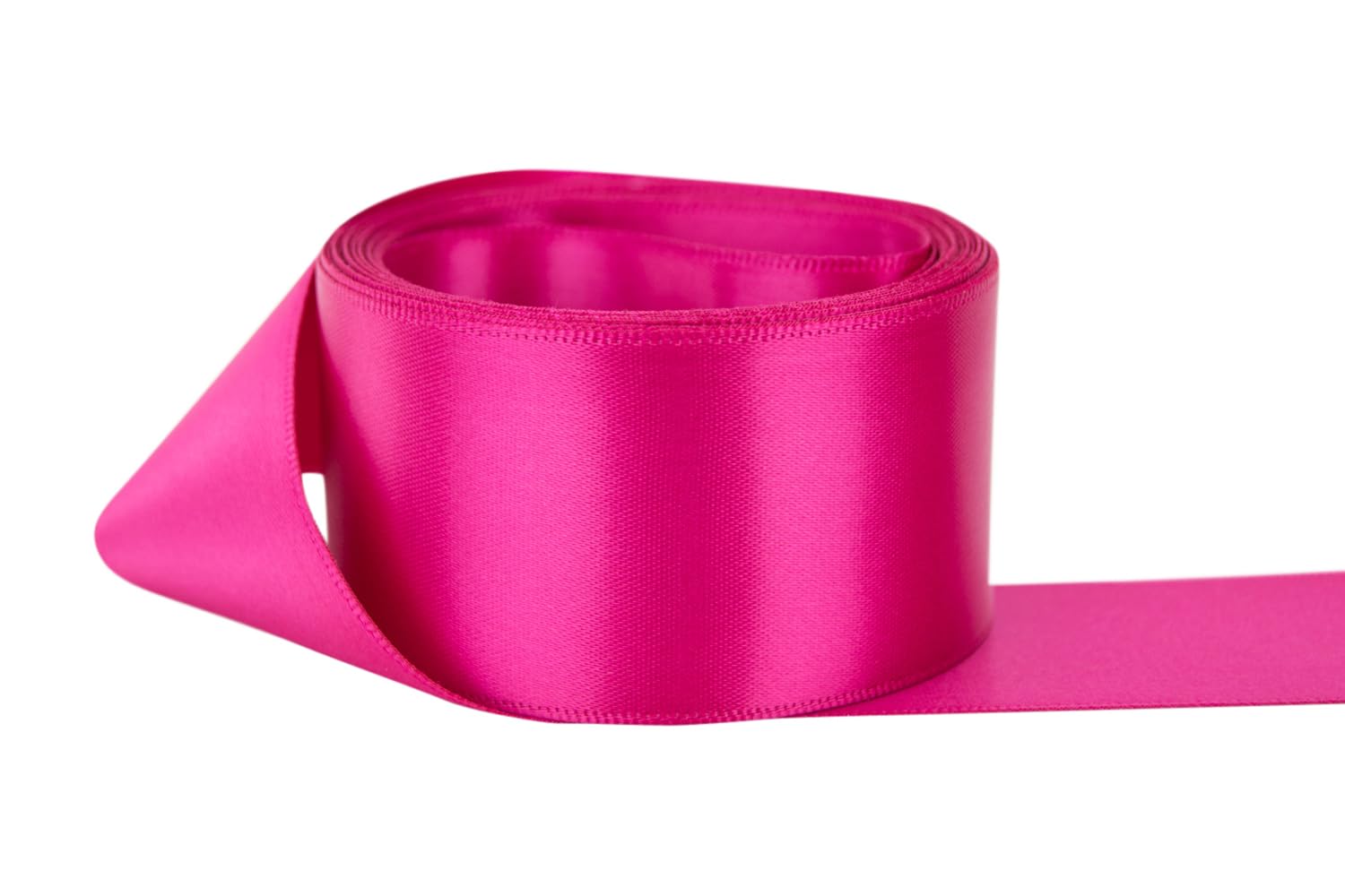 Ribbon Bazaar Double Faced Satin - Premium Gloss Finish - 100% Polyester Ribbon for Gift Wrapping, Crafts, Scrapbooking, Hair Bow, Decorating &amp; More - 1/8" Azalea 50yd Spool