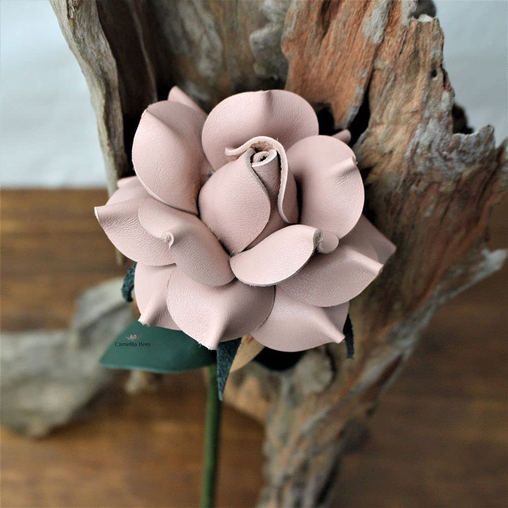 Camellia Bees Leder-Rose Geschenk für sie/Ihn zum Valentinstag, Muttertag, Hochzeitstag (Pink)
