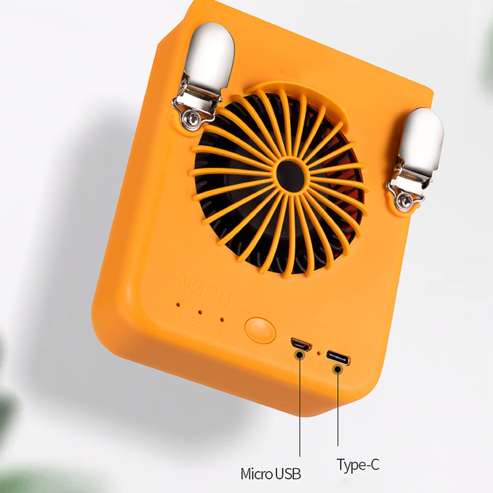 Ventilatore Portatile, Mini Ventilatore Ricaricabile USB Potenti Ventole di Raffreddamento, Esterno, Appeso alla Cintura, con Powerbank 8000 mAh, 3 velocità Commutabili E Abbastanz