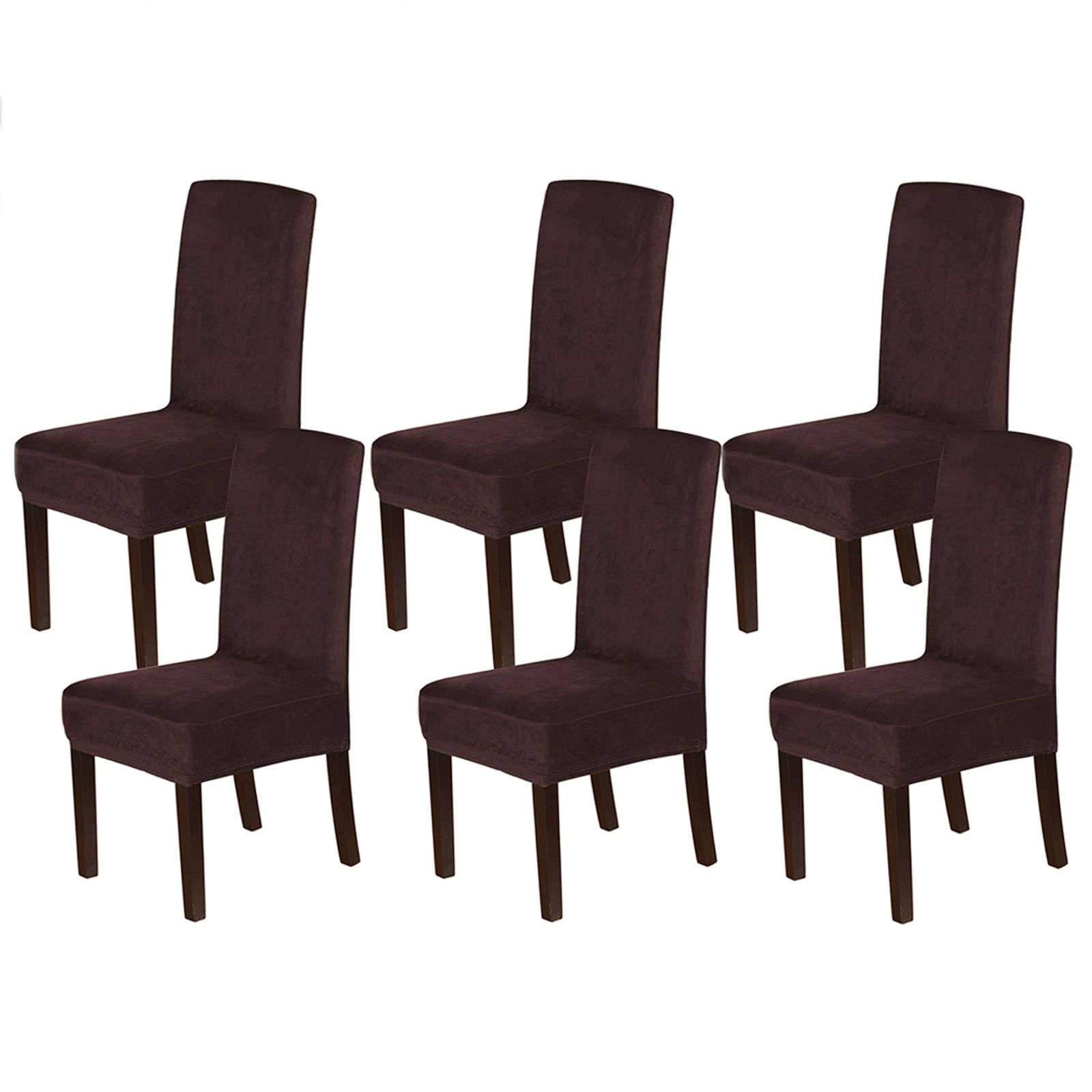 Housse de chaise de salle à manger en velours doux, lot de 6 protecteurs de chaises faciles