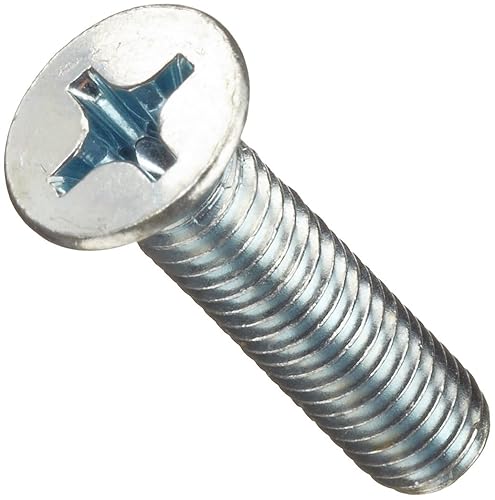 Tornillo mecánico de acero, acabado galvanizado de zinc, cabeza plana, llave Phillips, rosca derecha, métrico, Zinc, 100