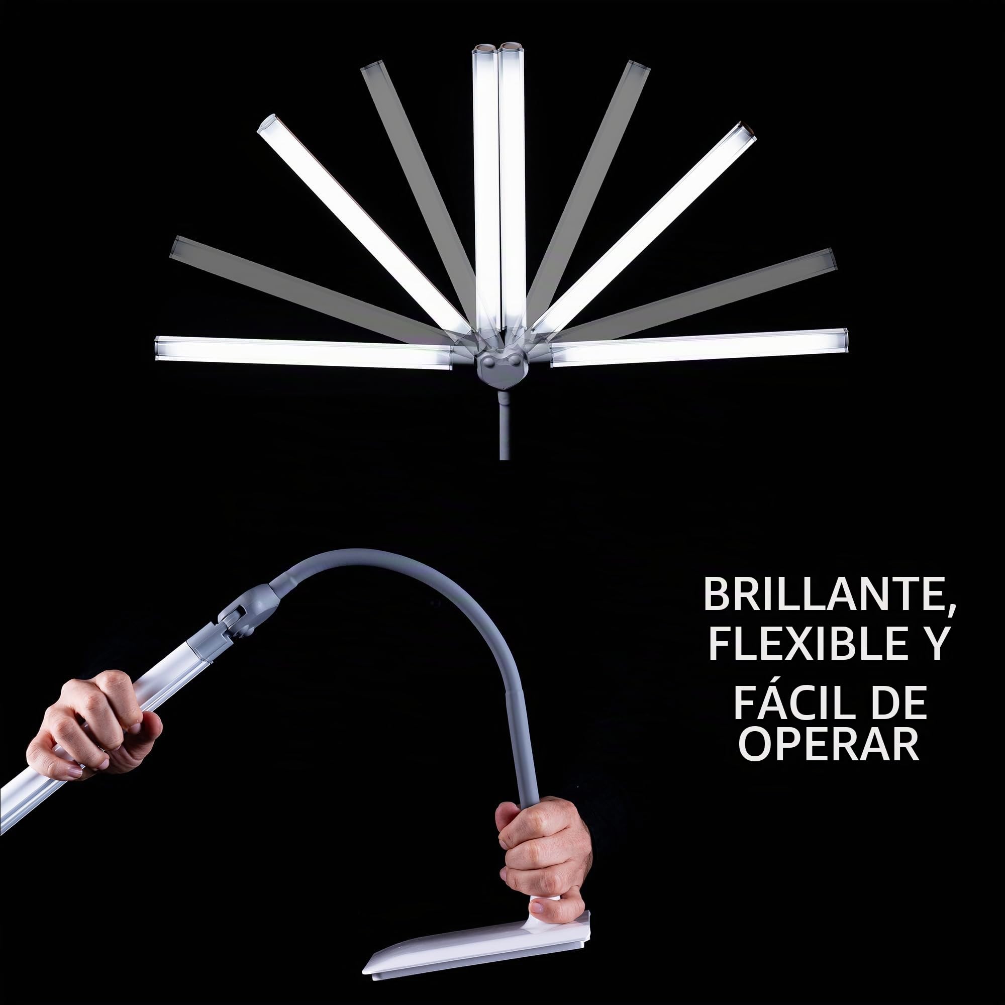 Daylight DuoPro™ – Lámpara de Escritorio LED Doble Cabeza – Pantallas Antirreflejos, IRC 95+, 6000K, Brillo Ajustable, Lámpara de Lectura de Mesa para Oficina, Diseño Moderno, Enchufe Europeo