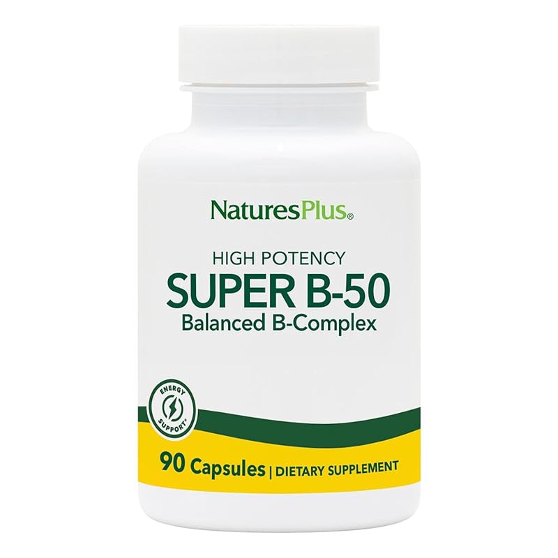 NaturesPlus Super B-50 Complexo B com colina, inositol e PABA, 90 cápsulas