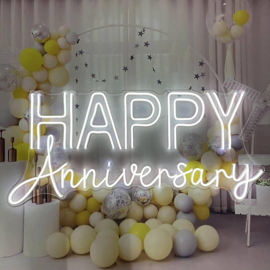 Unique Party Funkelndes Happy Anniversary Banner – 3,6 Meter Prismenfolie Für Elegante Jubiläums-Deko
