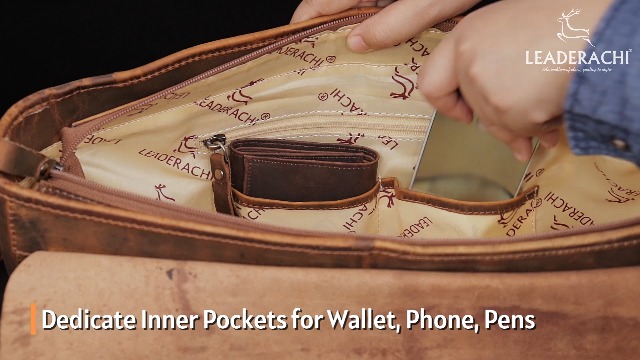 LEADERACHI Vintage Hunter Leather Messenger Bag