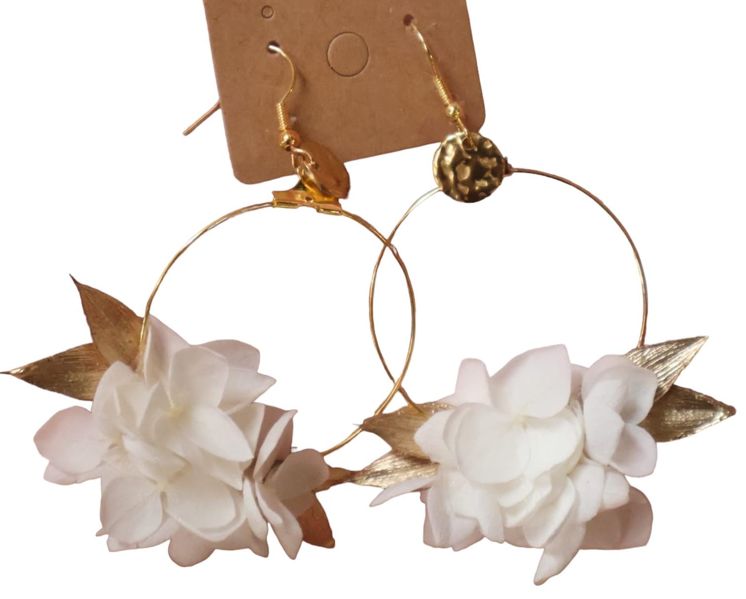 Boucles d'oreilles fleurs blanches légères et hypoallergéniques