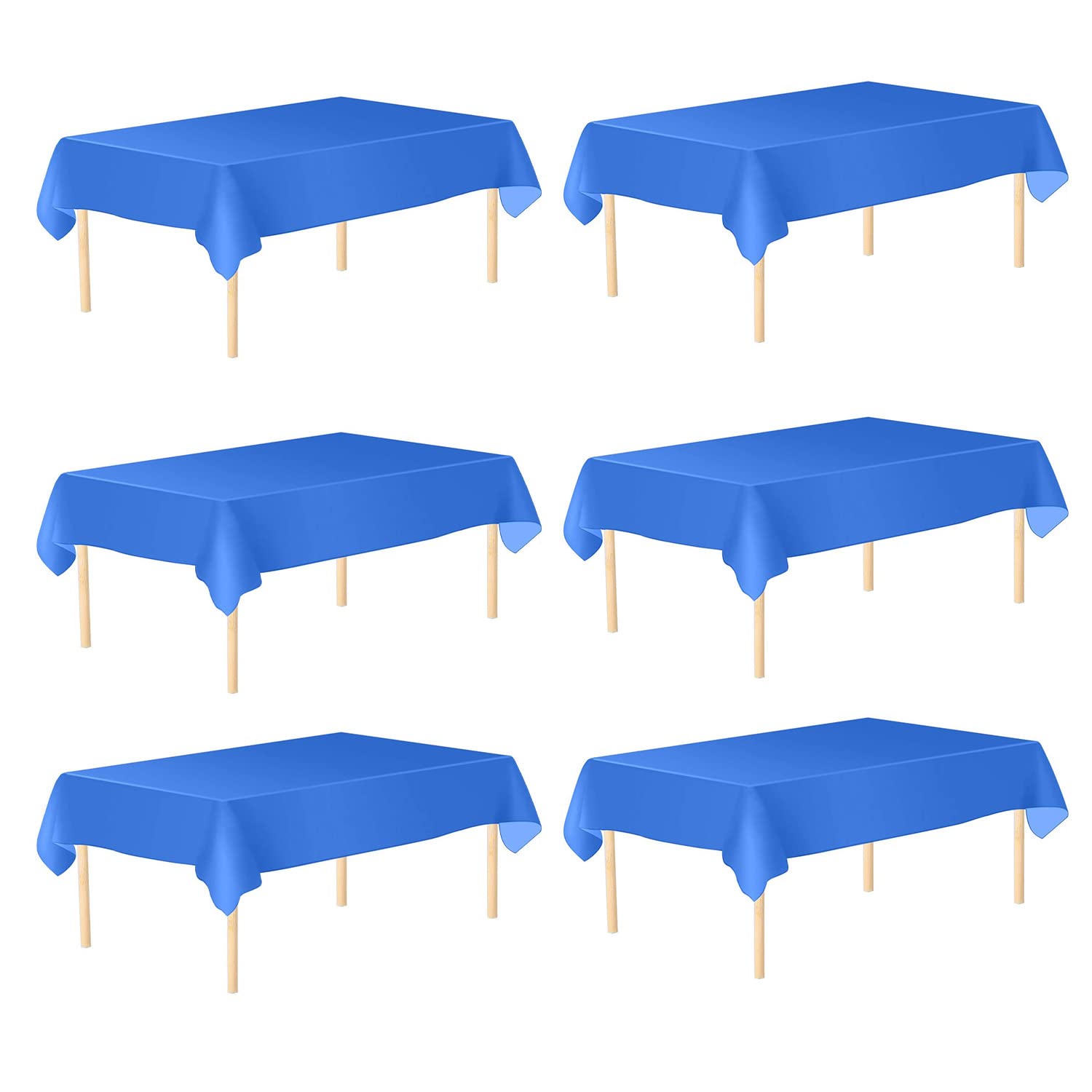 WedDecor Royal Blue Plastic Tablecloth 54 x 108 Inch Rectangle Party Disposable Table Covers for Indoor & Outdoor Birthday, Picnic, Christmas, Weddings, Baby Shower, Party Decorations, 6pcs