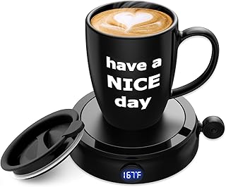 60W Coffee Mug Warmer & 14oz Mug — Gravity Induction, 4 Temp Settings with Auto On/Off (2025 Upgrade)