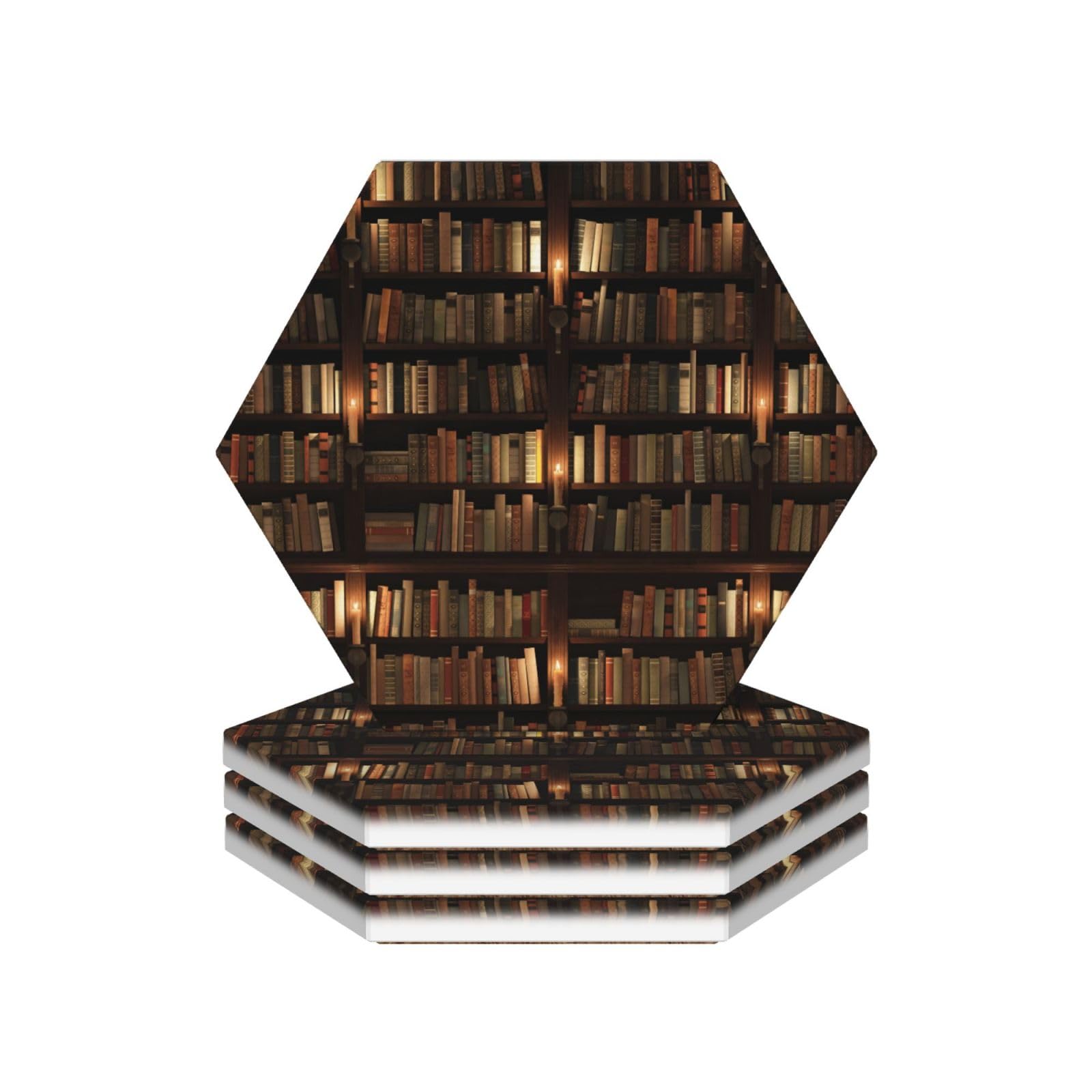 Dessous de verre céramique au design raffiné de bibliothèque