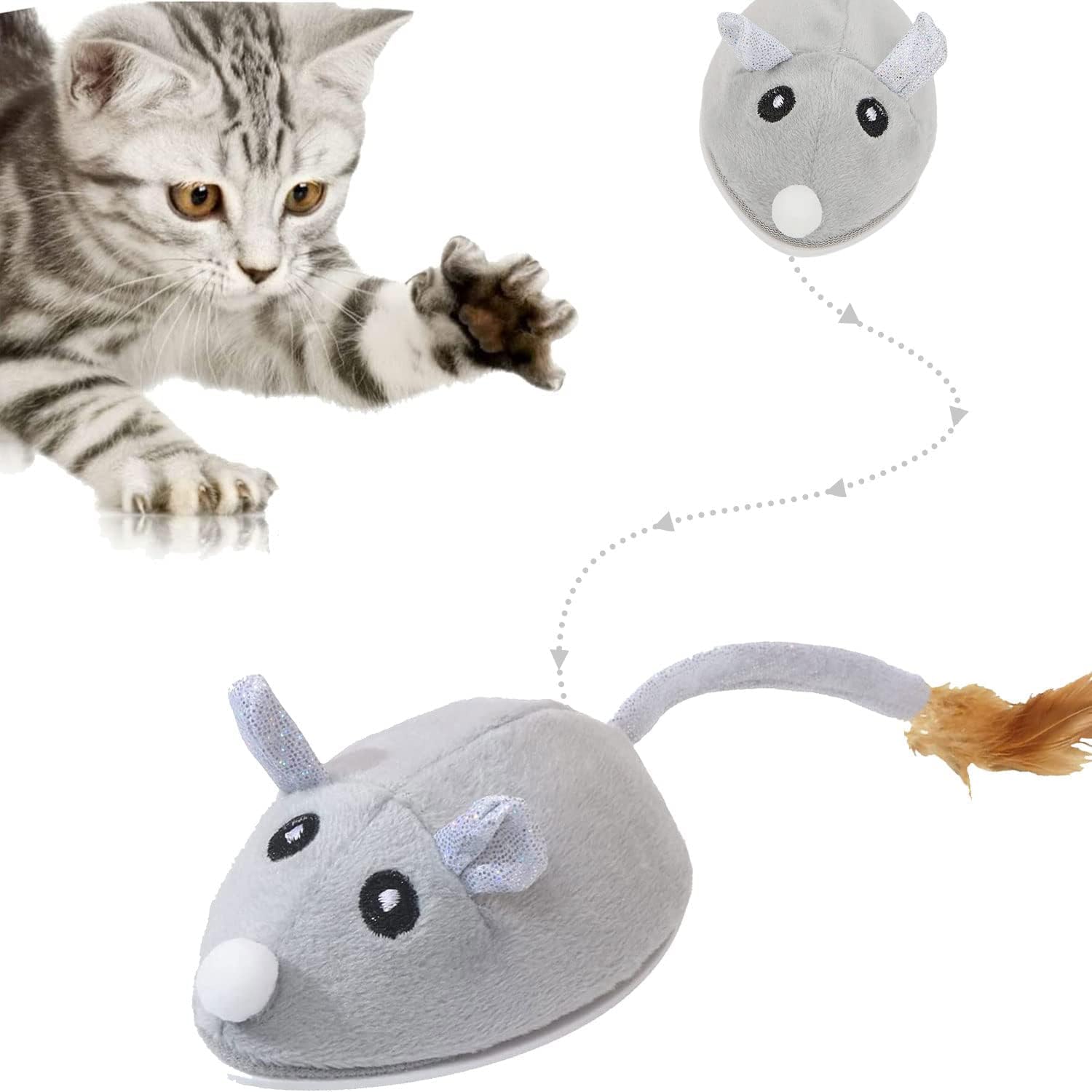 Shengruili Juguete eléctrico para gatos, ratones, ratones, juguetes para gatos, ratones, ratones de juego para gatos, juguetes interactivos con cable USB para gatos y contra el aburrimiento