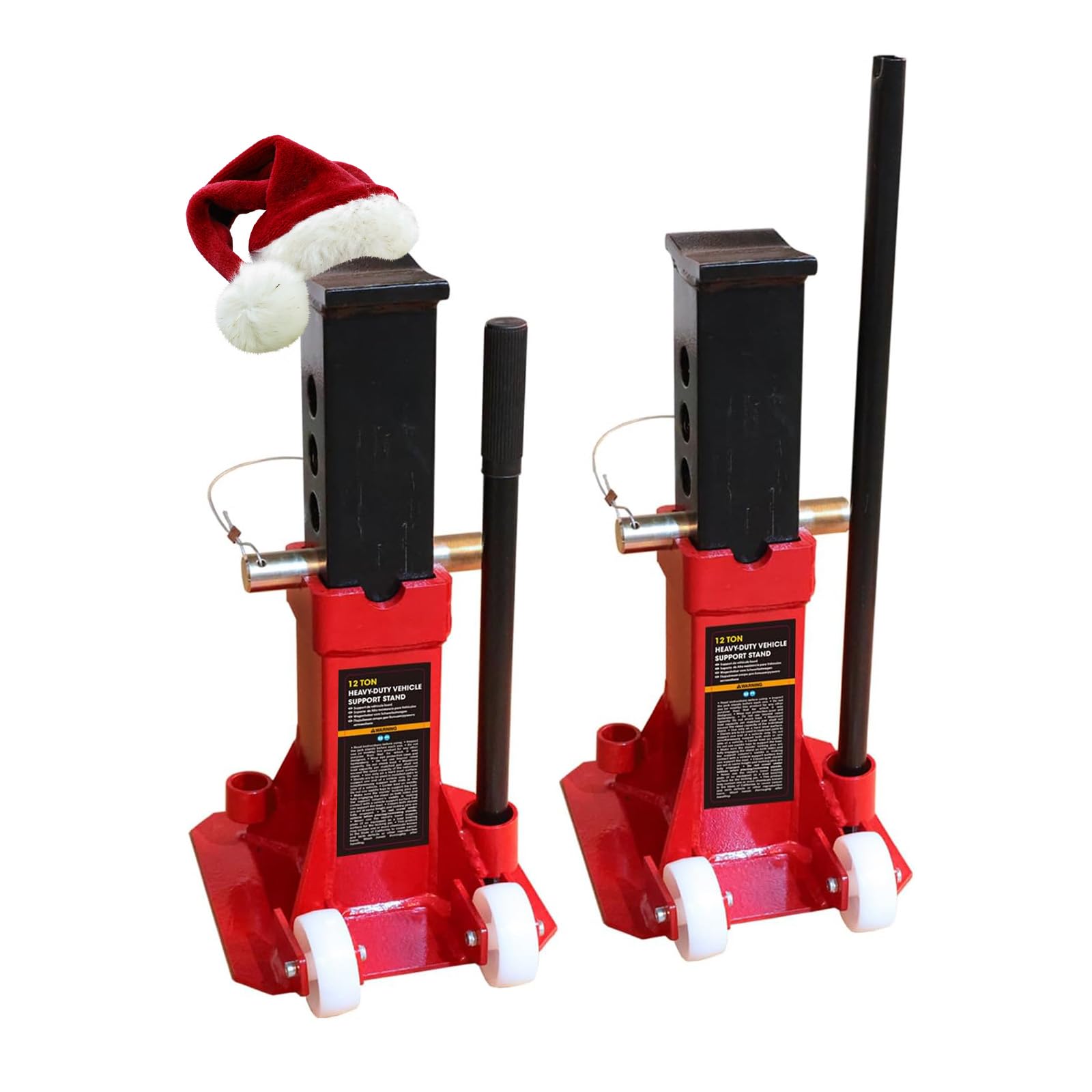 Torin ATZ120006PB Heavy Duty Jack Stands: Pin Style Jack Stand with 2 Casters and Handle, Easily Portable Car Stand for Car SUV, Truck and Pick Up, 12 Ton (24,000 lb) Capacity, Red