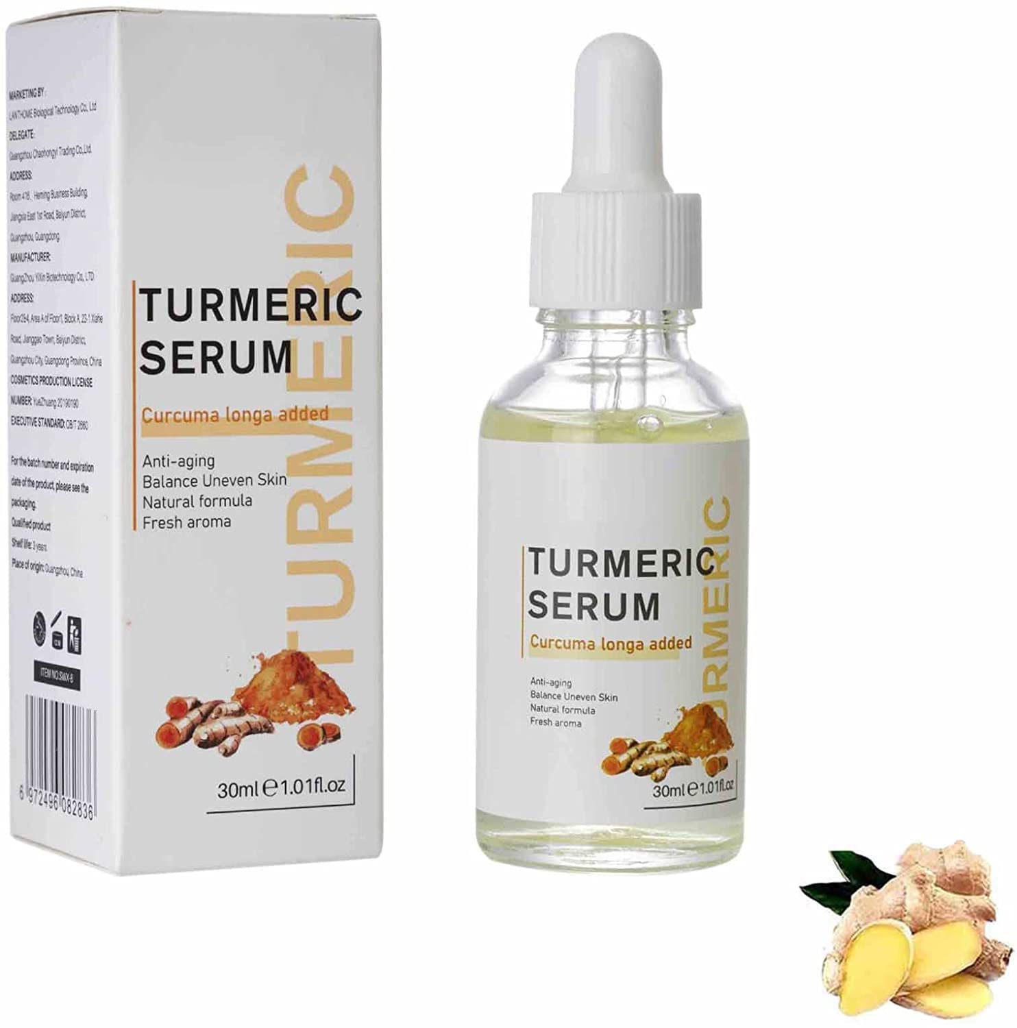 HSFM Turmeric Dark Spot Corrector Serum, Turmeric Lemon Oil Skin Glow to Lightening Acne, Dark Spot Corrector Brightening Serum (1PCS)