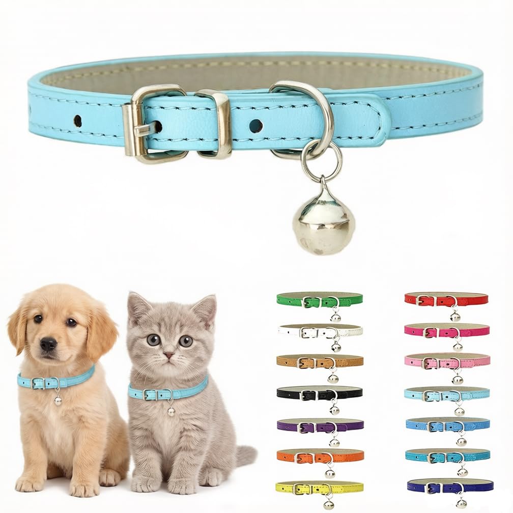 Light Blue XS Dog Collar with Bell Puppy Collars with Bells Cat Small Dog Bell Kitten Little Girl Female Puppia Collar for XXS XSmall X-Small S Extra Breed Pets
