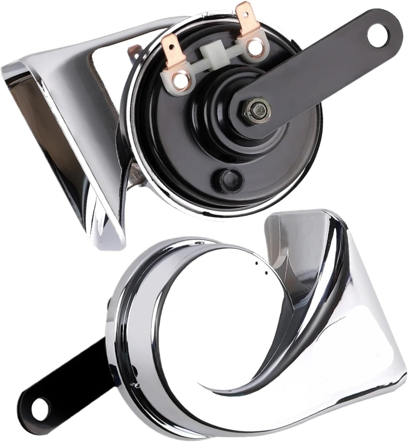 Universal Car Horn Dual Tone High/Low Chrome Plated Car Truck Motorcycle Snail Horn
