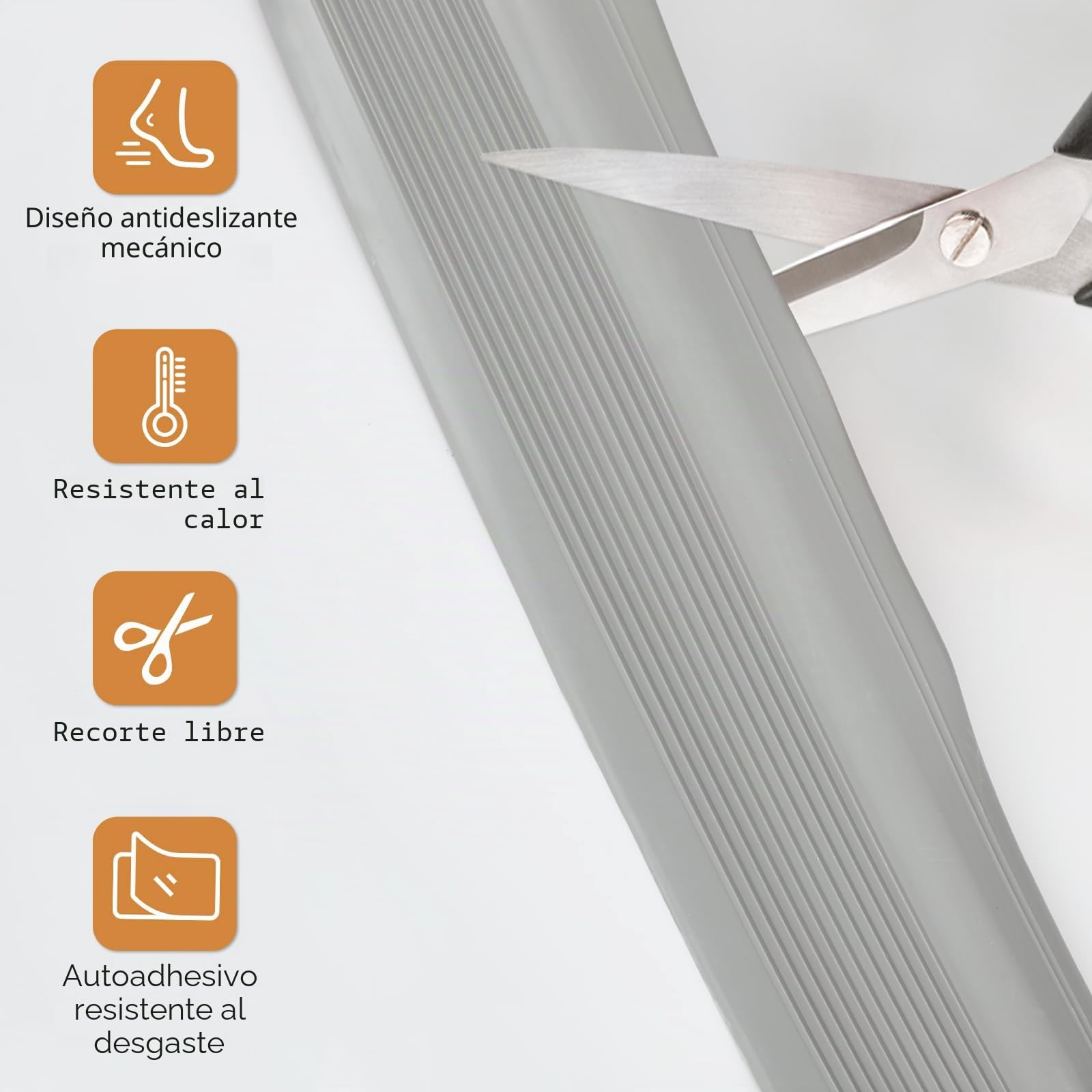 5 metros/10 metros Perfil antideslizante para escaleras, perfil autoadhesivo para escalones, flexible tira de borde de PVC para escalones de goma, cinta de borde para escaleras para interior y