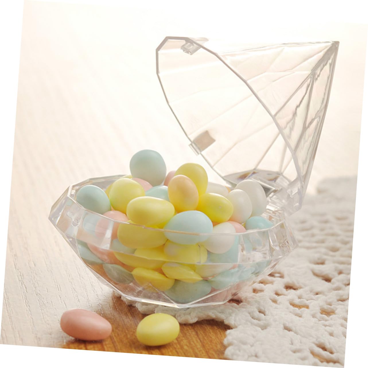 Beatifufu 12 piezas Caja de Regalo Transparente con Forma de Diamante Organizador para Dulces y Chuches para Bodas Comuniones y Festivales