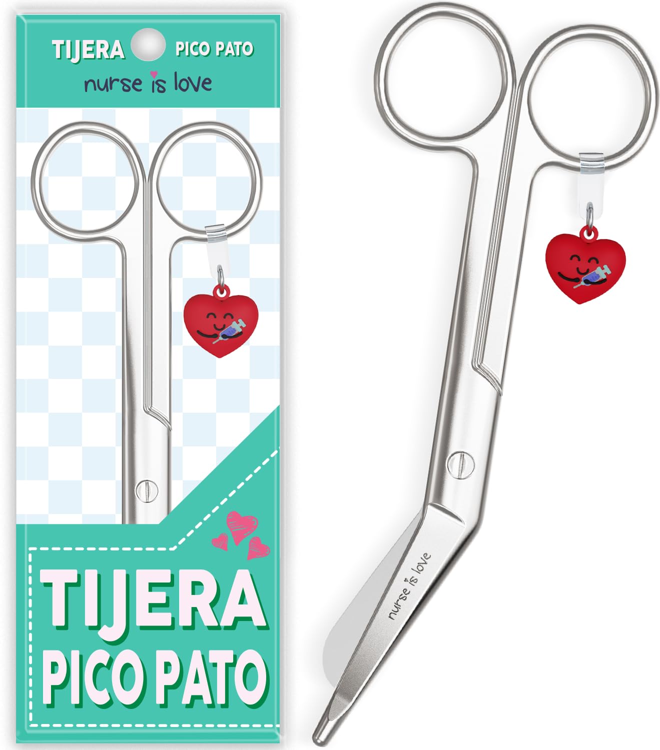 Nurse is Love Tijeras Enfermeria Punta Roma - Tijeras Pico de Pato Enfermeria | Ideal para Porta tijeras Enfermera en Apuros, Punta Redonda Profesional, Primeros Auxilios
