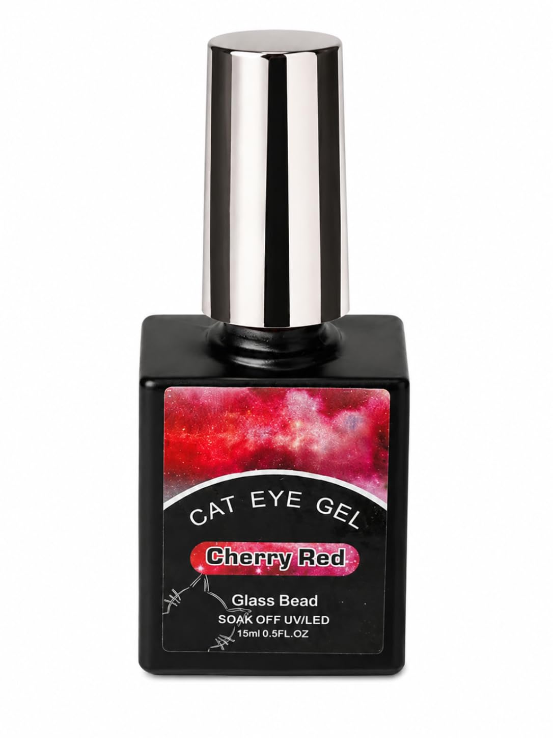 URBAN BOX Cat Eye Gel Nail Polish, Cherry Red, Glass Bead Shimmer, Soak Off UV/LED, 15ml-image-9