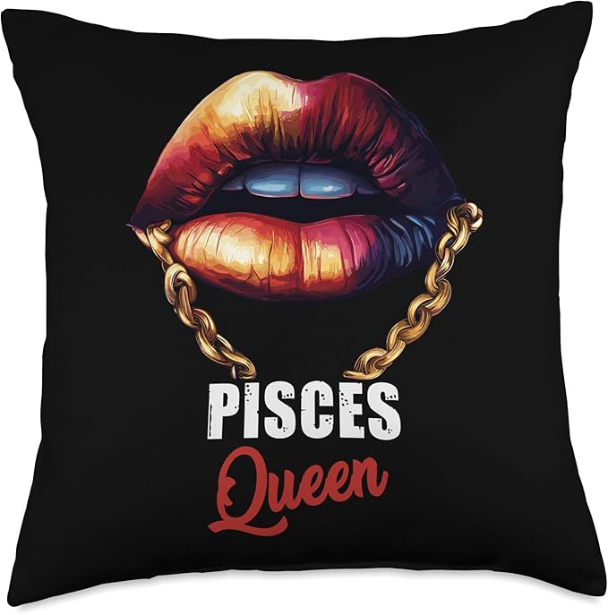Pisces Queen Zodiac Birthday Funny Pisces Sign Throw Pillow