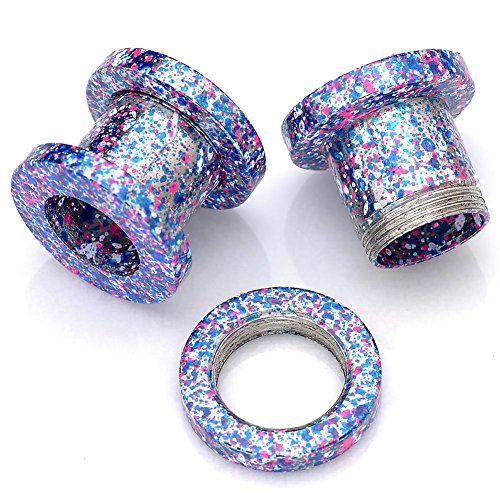 PiercingJ Pair 8g(3mm) Color-electroplating Stainless Steel Screw Tunnels Ear Expander Stretcher Plugs Piercing Gauge, Purple