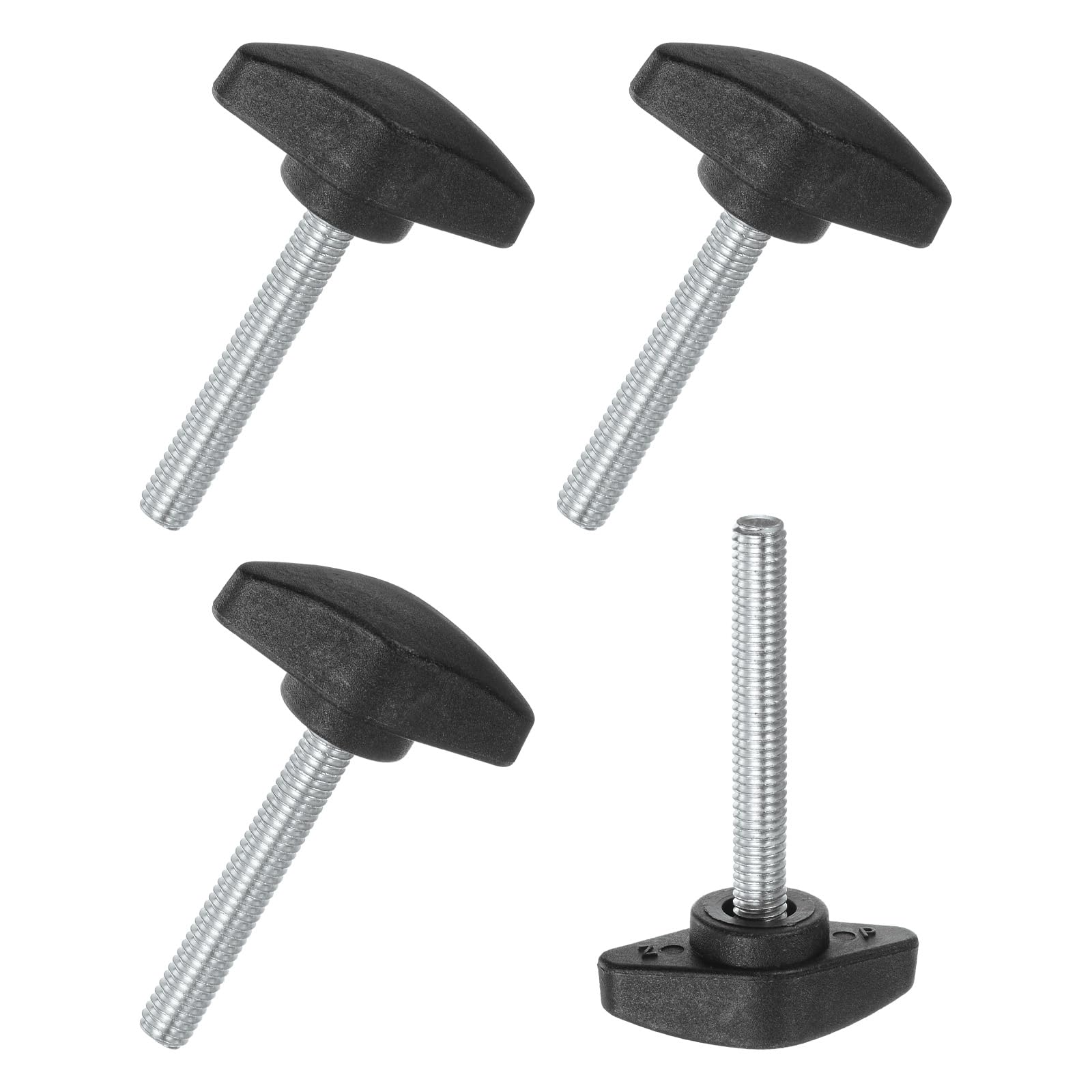 M METERXITY 4-Pack Thumb Screws, M6x45mm Tee Wing Knobs, Plastic T Handles Clamping Knob for Woodworking/Machinery/Equipment
