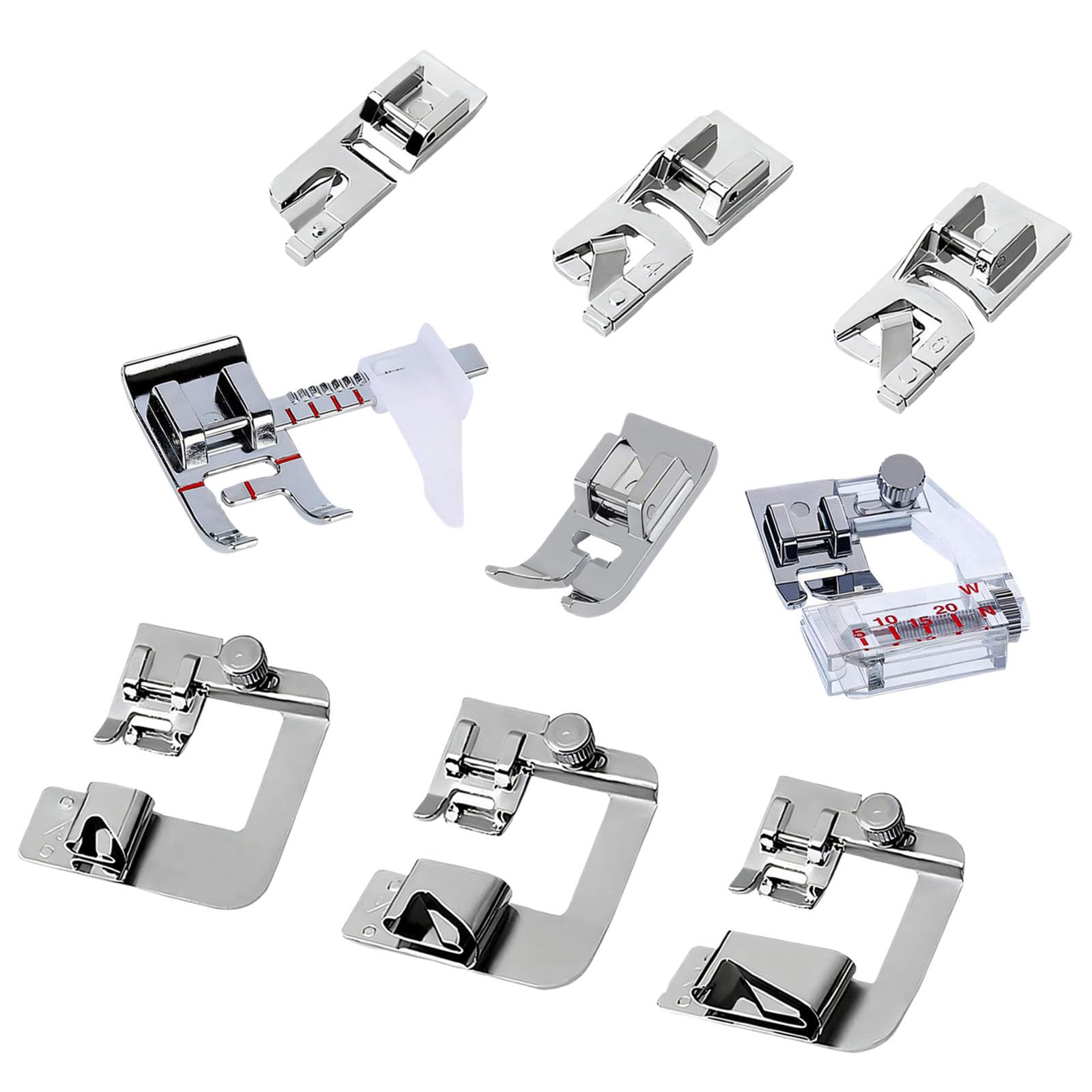9Pcs Sewing Machine Presser Feet 3Pcs Rolled Hem Pressure Foot 3Pcs Narrow Rolled Hem Hemmer Presser Feet Adjustable Multifunction Foot Set