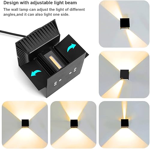 Miniatura 2 de Kawell Aplique de pared LED moderno de 24 W, ángulo de haz ajustable, impermeable, IP65, luz de pared de aluminio para interiores y exteriores, para