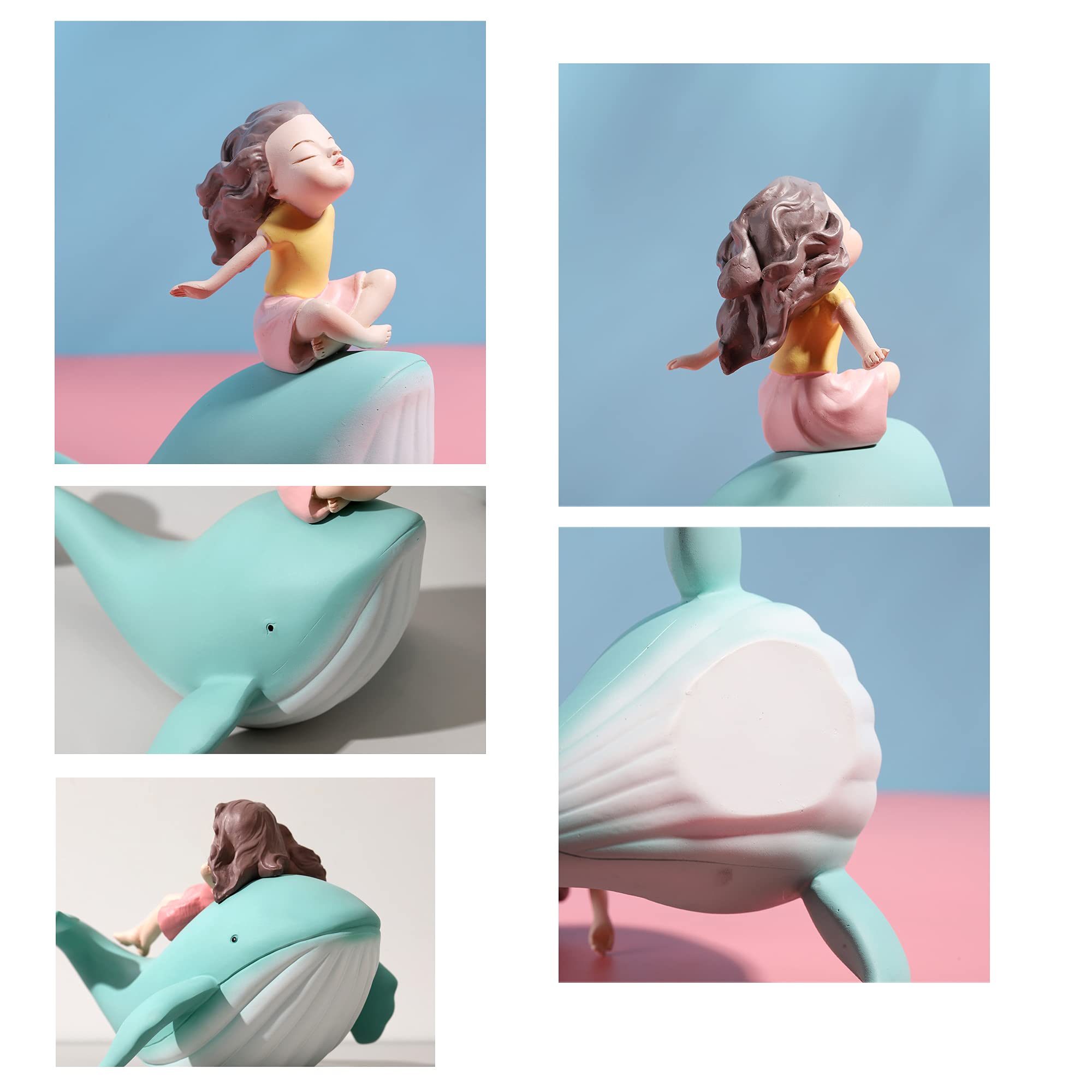 クジラと少女の置物 ホワイト Amazon.co.jp: ZKSYLSM 創造的なクジラの女の子の像卓上オーナメント