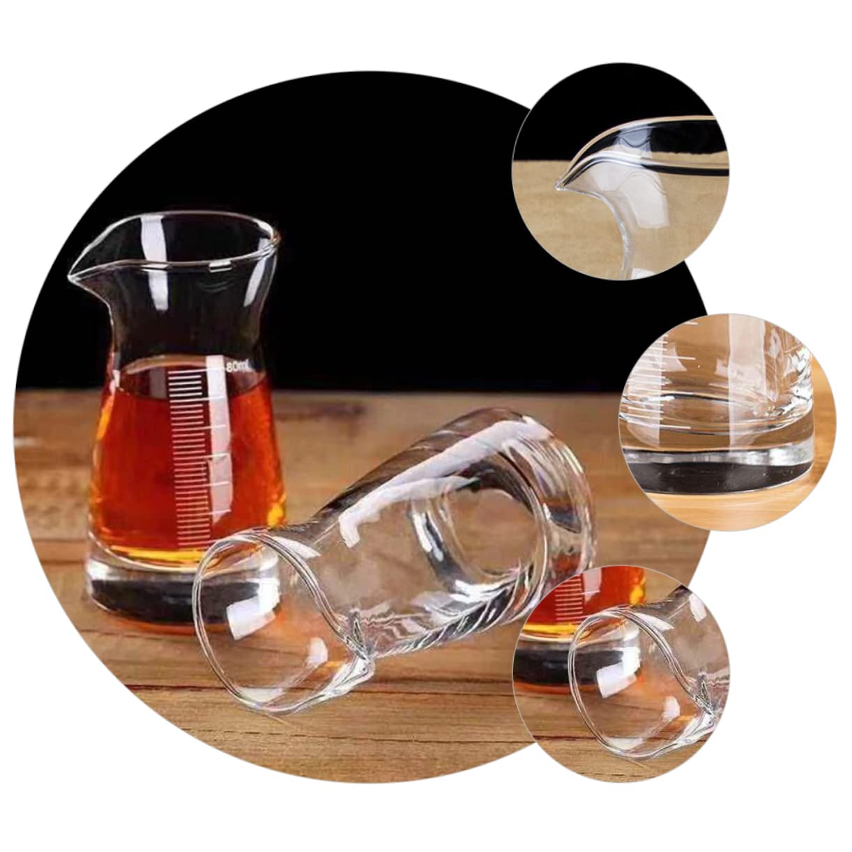 Cabilock 6 Pezzi Bicchieri Misuratori Vetro Trasparente con Graduazione Beccuccio per Versare Rapido Bar per Misurare Liquidi Come Whisky Vodka e Birra