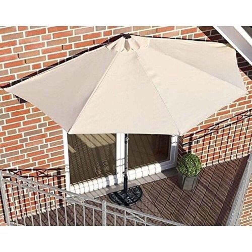 Megashopitalia Parasol ścienny, półksiężyc, okrągły, aluminiowy, do użytku na zewnątrz, do ogrodu, 270 x 135 x 250 cm, beżowy, bardzo duży