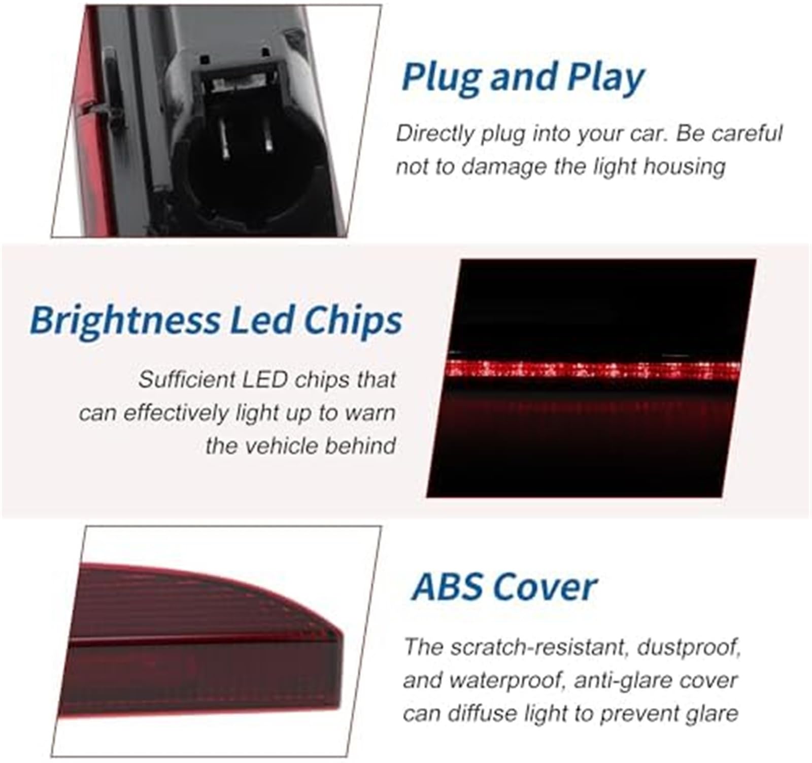 Terza luce stop a LED, per Renault per Clio Ii 1998-2006 No.7700410753 Rossa 3a montata Impermeabile posteriore centrale Livello 1 Terzo gruppo freno