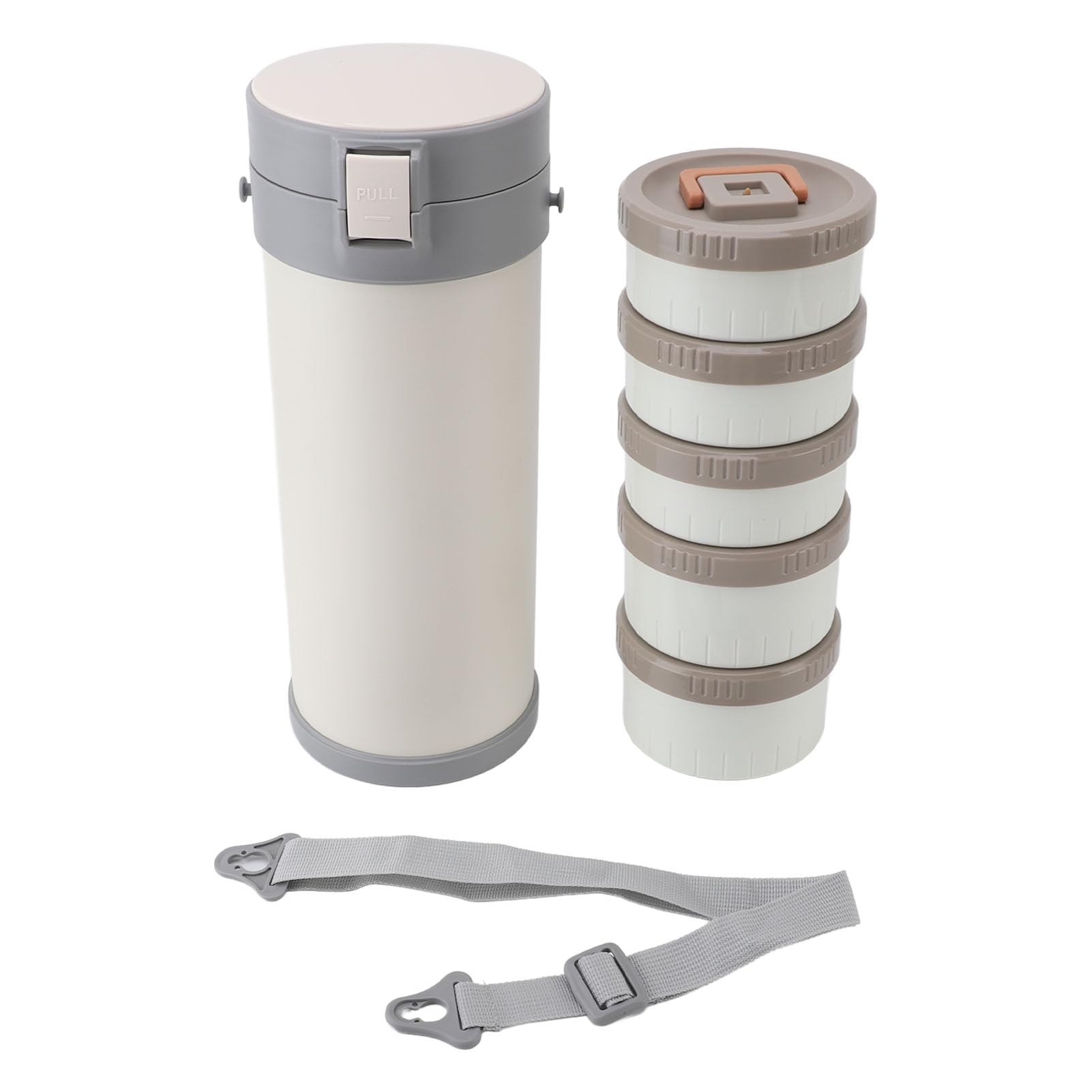 Tyenaza Tarro isotérmico para alimentos de 3,4 L, acero inoxidable, Lunch Box isotérmica apilable de 5 capas, con correa, a prueba de fugas, apta para microondas, conserva la fresc
