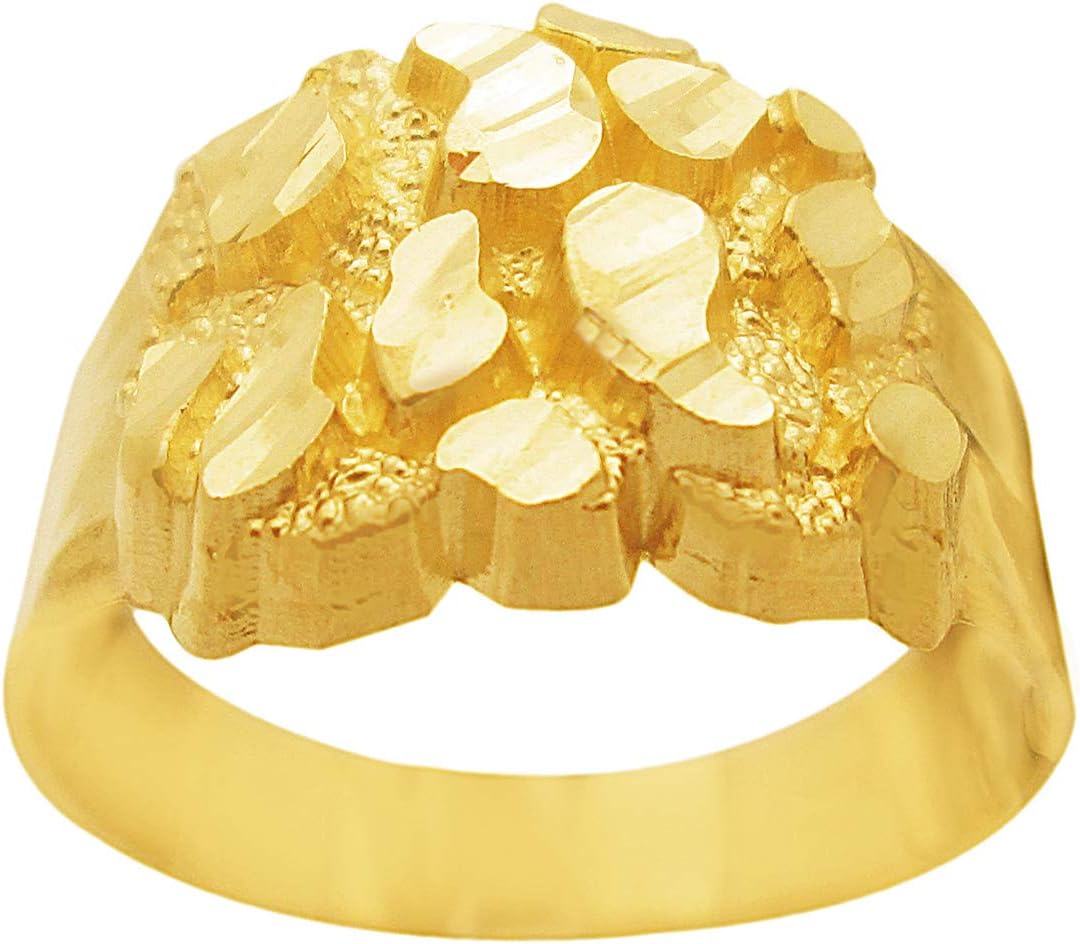 10k Solid Yellow Gold Nugget Ring for Men 2.7 g