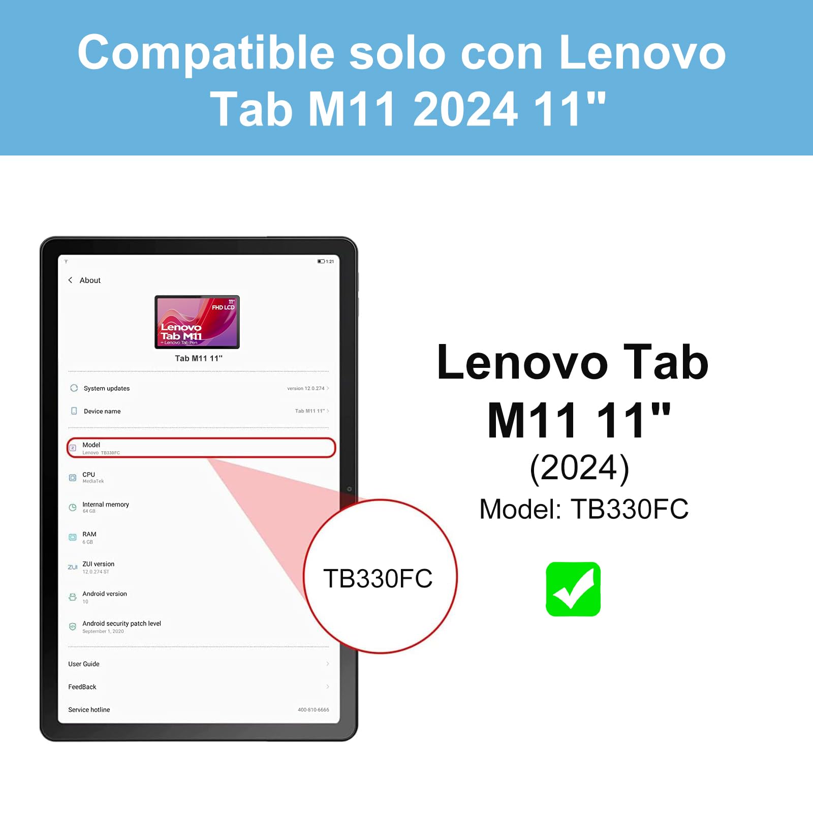Cover con Tastiera Italiana per Tab M11 11", ZZ107