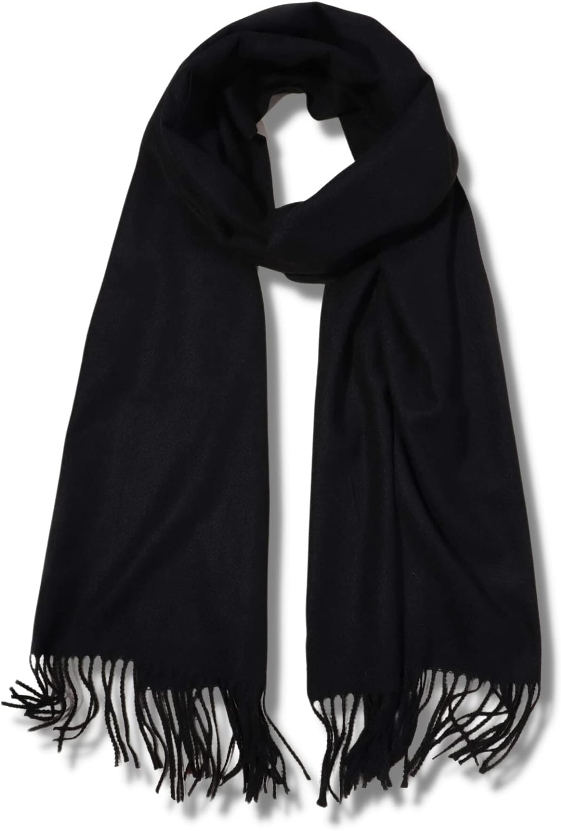 Unisex Plain Black Woollen Muffler