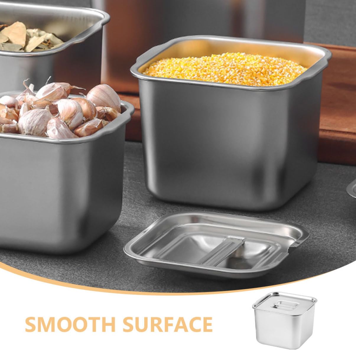 MAGICLULU 4piezas Contenedor De Especias Inoxidable Con Tapa Tarro Multifuncional Para Condimentos Organizador De Cocina Para Almacenamiento De Sazonadores y Especias Hogar y