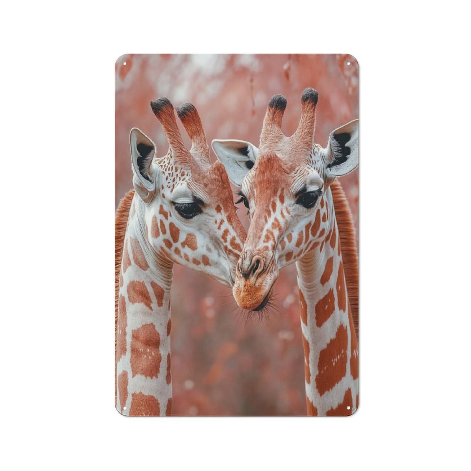 Junmoney Style-16 Bistro Style Giraffe Pair Portrait Tin Wall Sign 30X20cm, Shop Wall Decor For Takeaway, Bar, Kitchen Or Counter Area