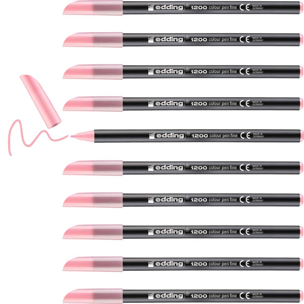 edding 1200 colour pen fine - cherry blossom - 10 pens - round tip 1 mm - felt-tip pen for drawing and writing - for school or mandala