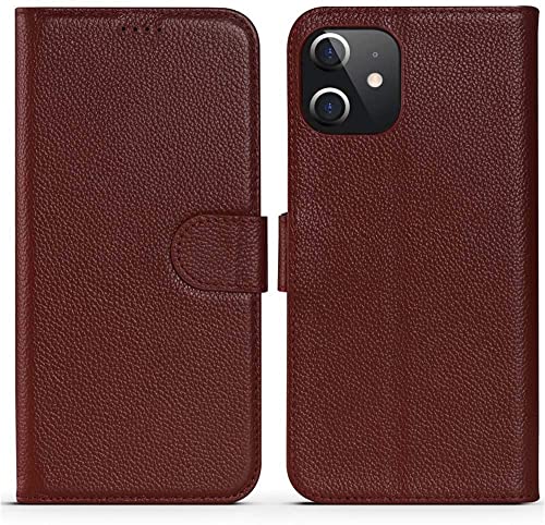 Étui portefeuille iPhone 12 antichoc en cuir avec béquille pour le quotidien