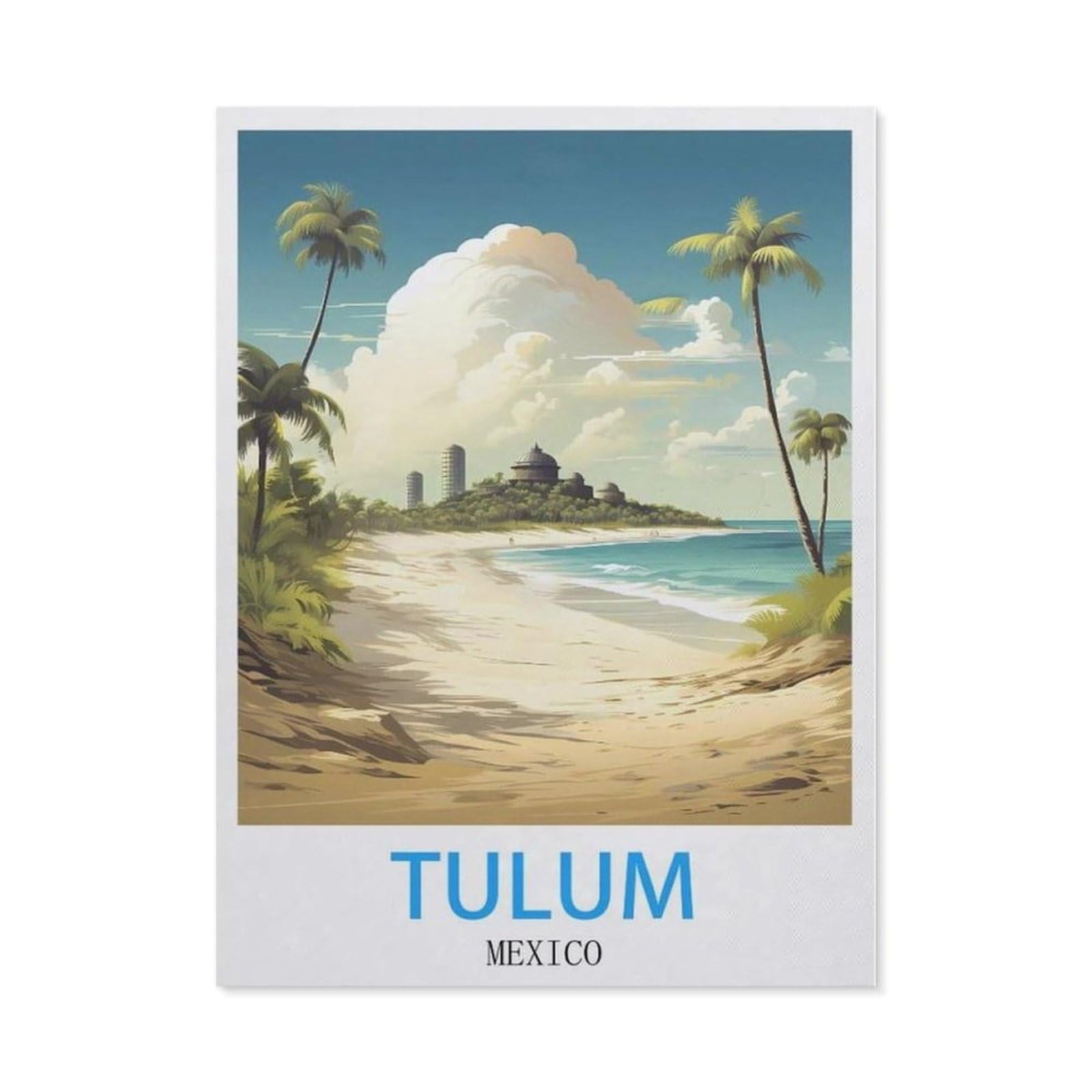Beayodkp （50 X 60 Cm/19.68 X 23.62 Inches） Diamond Painting，Tulum Mexico Vintage Travel Poster，Diamond Painting Art Embroidery Cross Stitch Pictures Gift Wall Decoration-Cd64