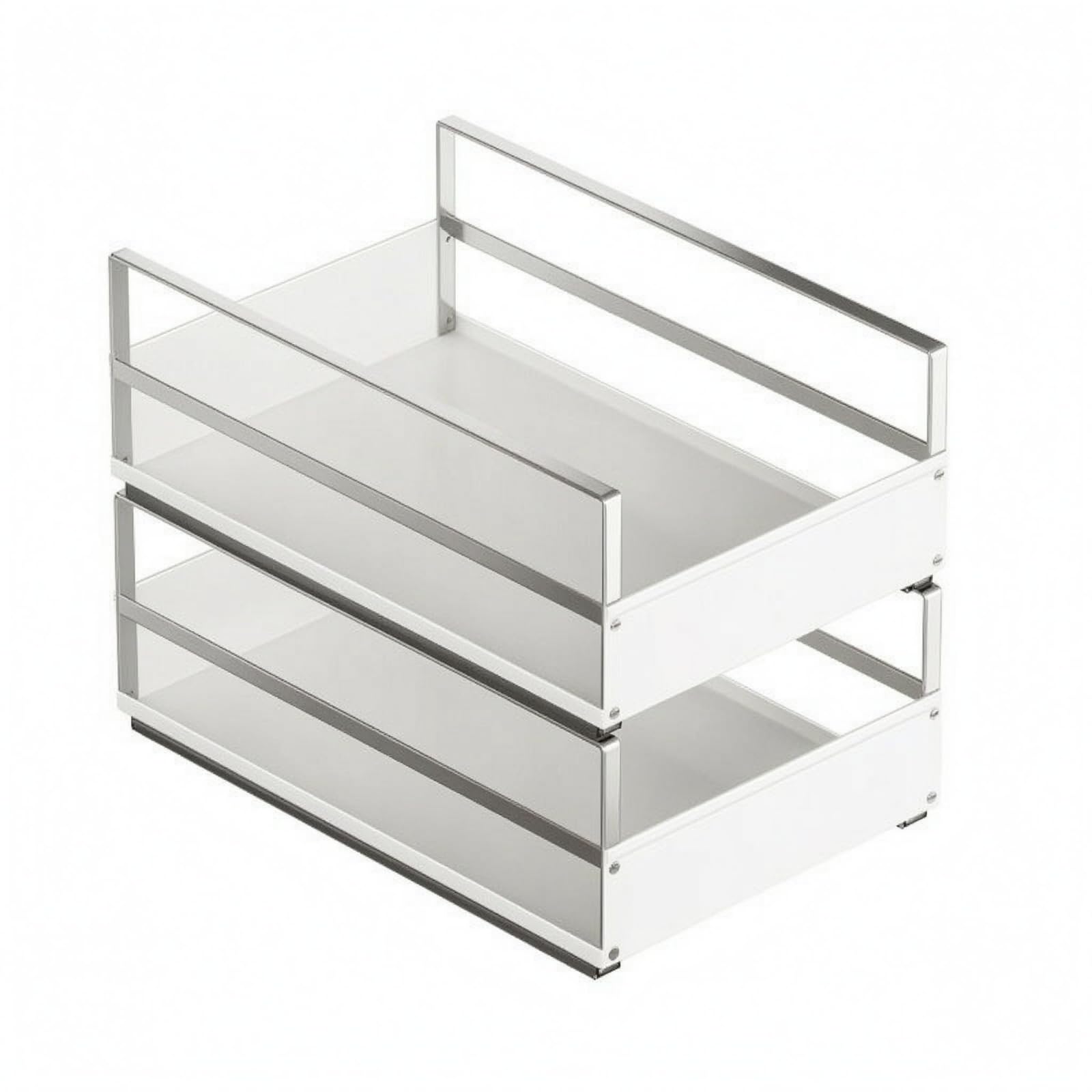 Cesta de Almacenamiento de Cocina para, Cesta Extraíble De Tabla, Blanco, Tamaño Pequeño + Pequeño