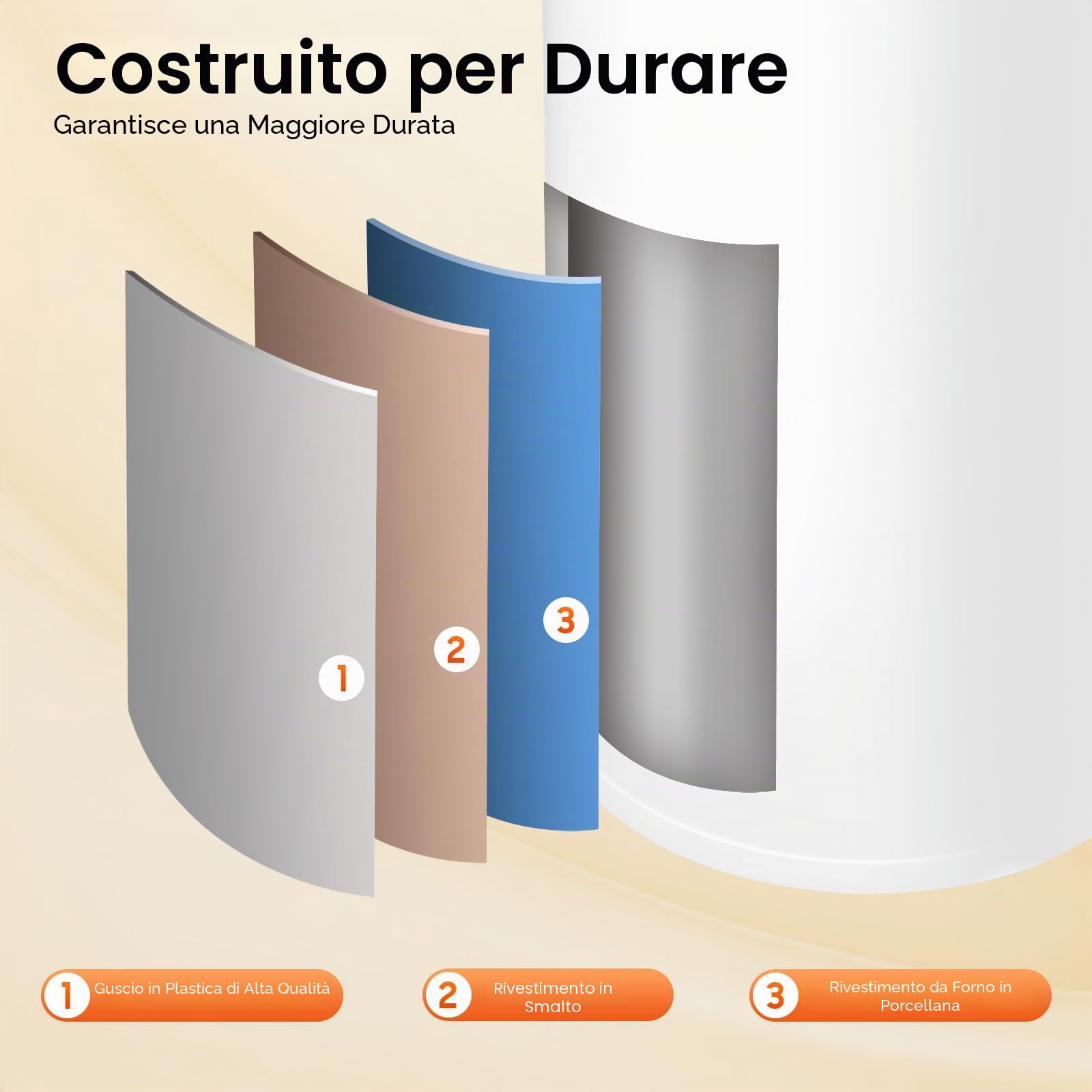 Scaldacqua istantaneo con serbatoio da 80 litri, scaldabagno elettrico con rubinetto e doccetta, dispositivo con contenitore interno smaltato, scaldabagno digitale con indicatore LED per bagno