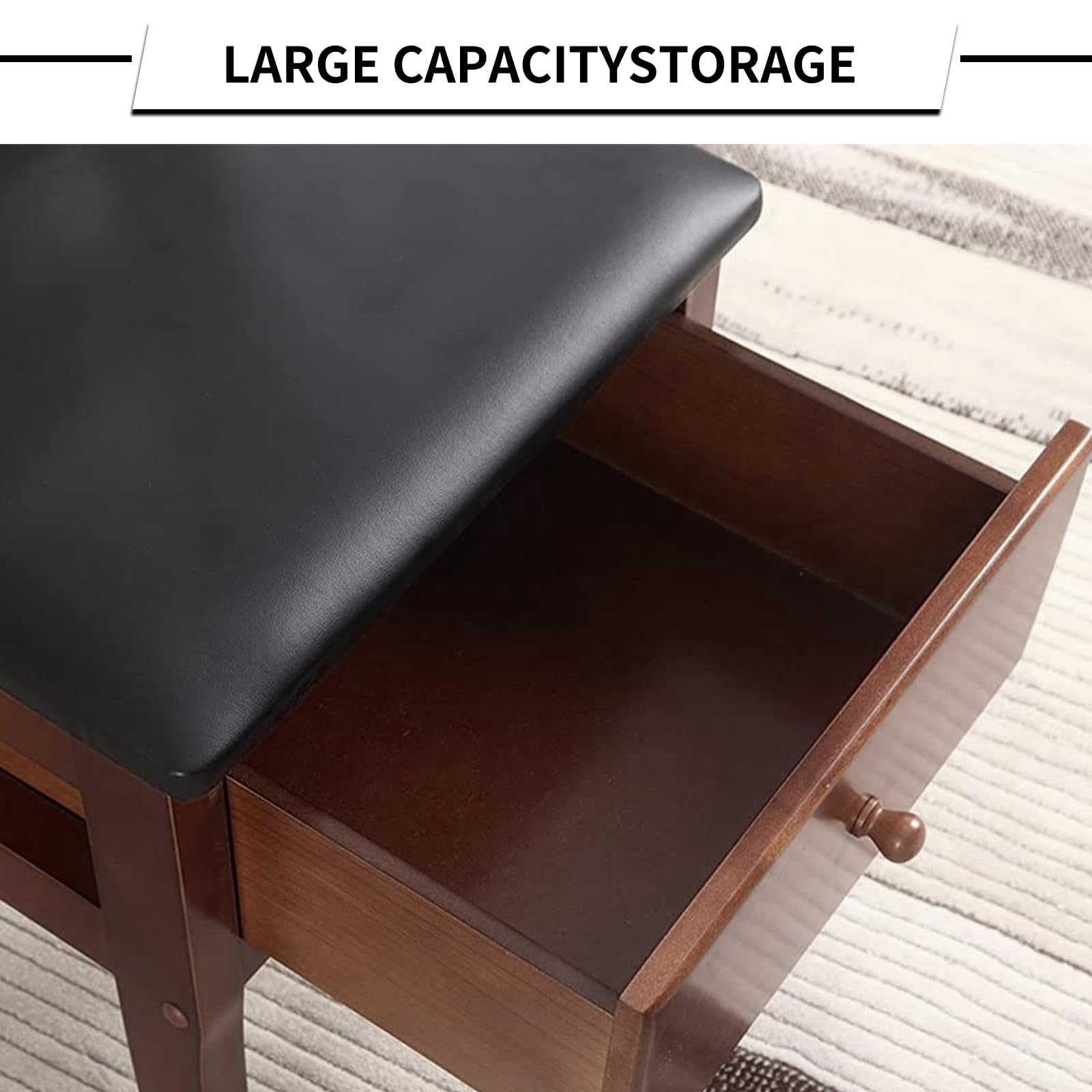 Servomuto Legno Con Seduta - Appendiabiti, Cassetto E Portapantaloni, Multifunzionale Per Camera