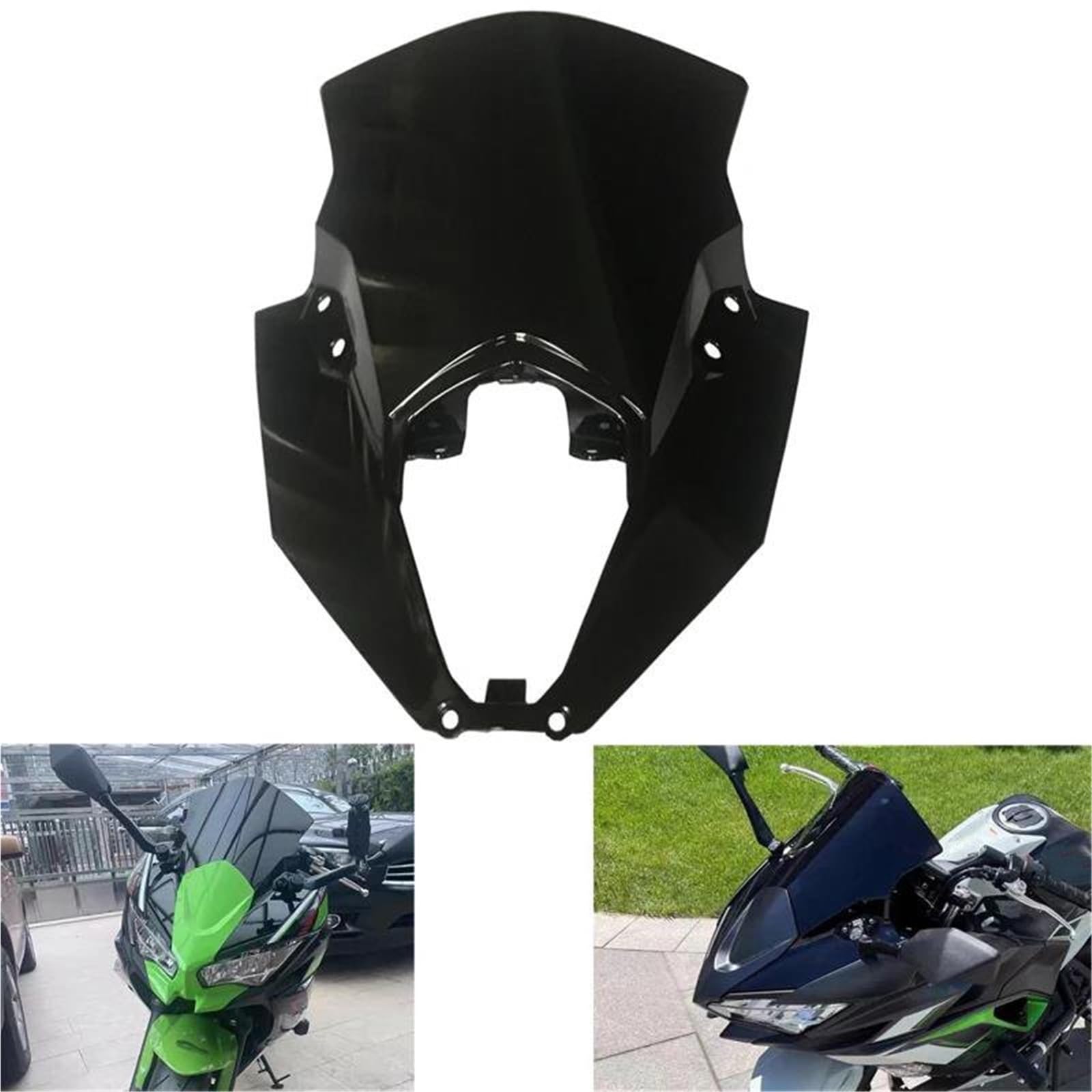ZYSM Pare-Brise Double Bulle pour Moto, Déflecteur De Vent Et Protection pour pour Ninja 650 EX650 ER-6F ER6F 2020-2023 Avant Déflecteur Vent Motos(Noir)