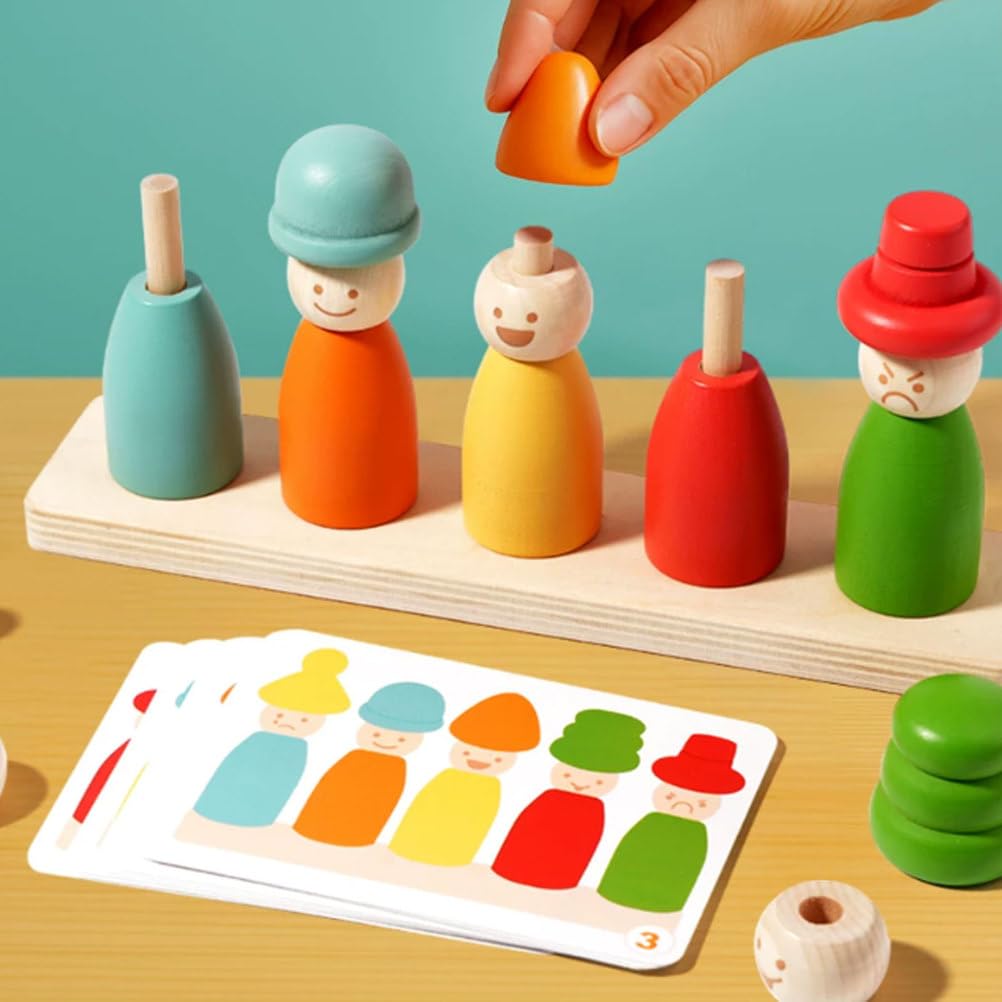 Juego de Apilamiento y Correspondencia con Muñecas de Madera Montessori