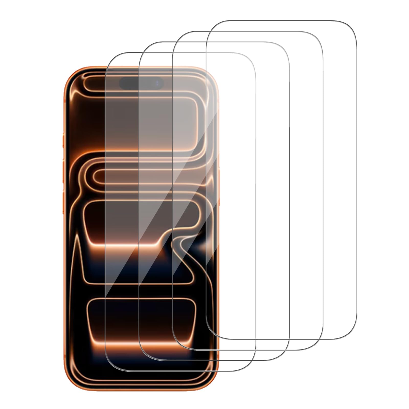 Lot de 4 protecteurs d'écran en verre compatibles avec iPhone 17 Pro Max 6,9" [dureté 9H] - Écran HD en verre trempé, résistant aux rayures, facile à installer [compatible avec les coques]