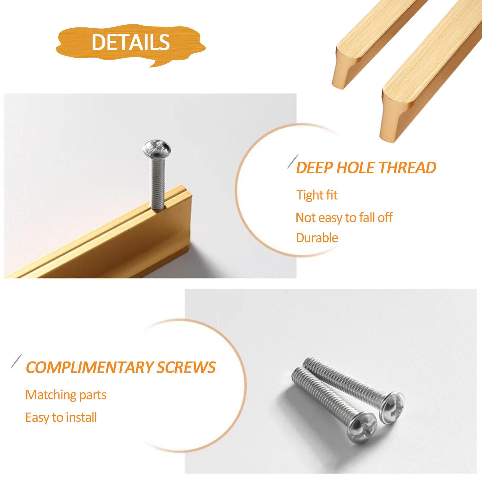 12 Pezzi Maniglia della Porta di Armadi da Cucina 160 Mm, Pomelli del Cassetto Hardware, Manopole per Armadietti in Alluminio Oro, per Decorazione di Mobili, Guardaroba,Quantity:5Pcs-Length:1000mm
